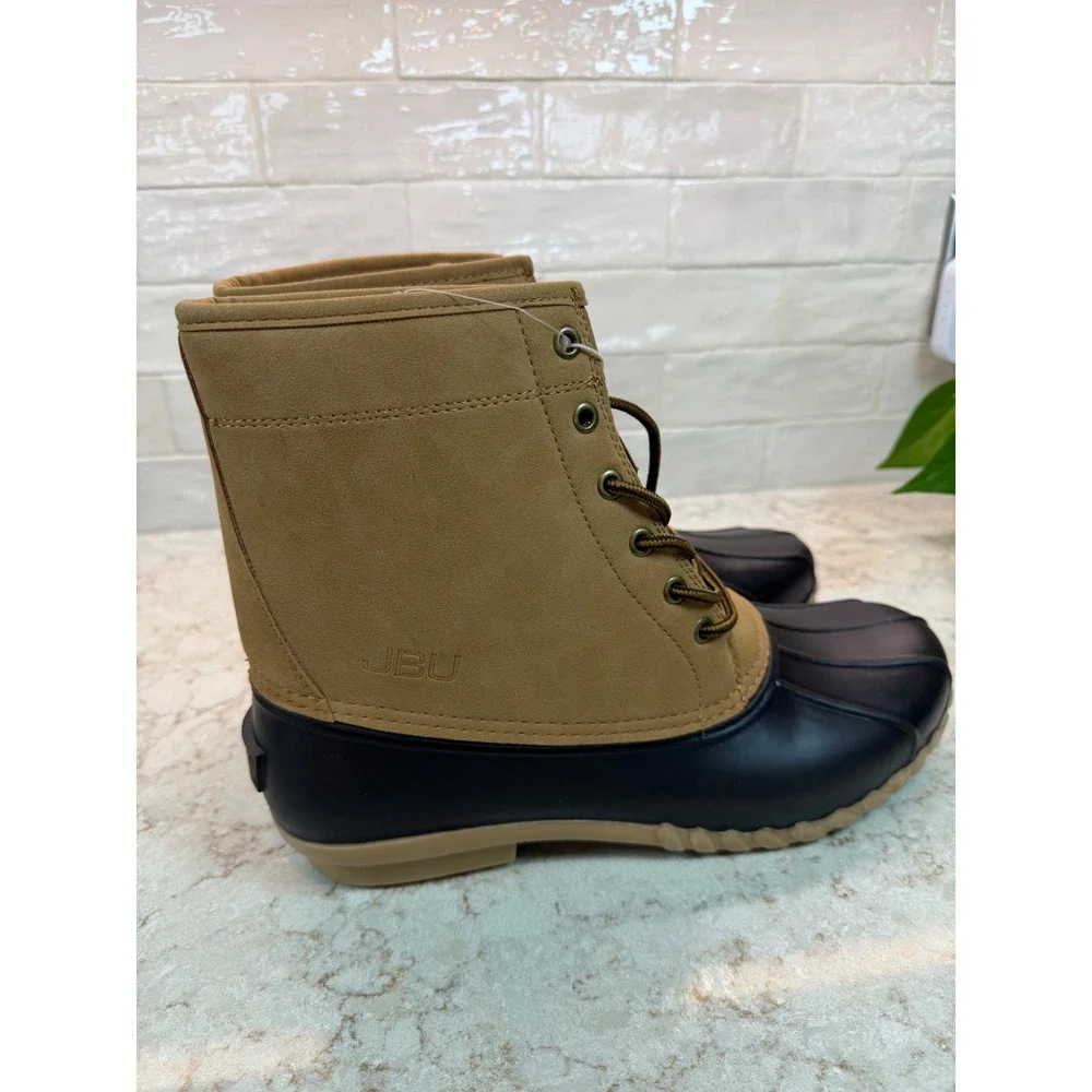 JBU Jambu Maine Waterproof Duck Boots Mens 13M Tan Black Faux Fur‎ Lined